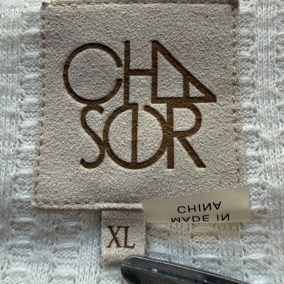 Chaser Size XL White Y2K Textured Waffle Knit Thermal Henley Long Sleeve Top - Picture 6 of 14